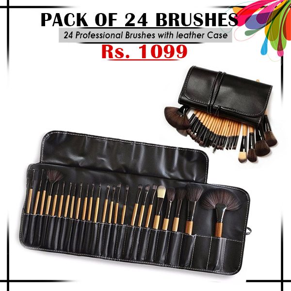 24 Brushes With Leather Bag Web